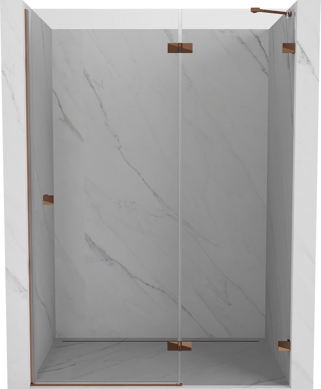 Drzwi prysznicowe uchylne Mexen Lunar różowe złoto 130x200 cm 1 szt.
