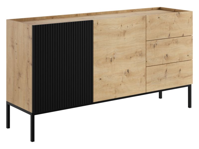 Komoda MIRJAN 24 Como 150 2D3SZ dąb artisan + czarny 1 szt.