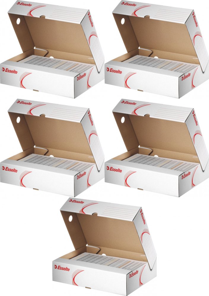 5x Pudło archiwizacyjne Esselte, otwierane z szerszej strony, 80mm, biały