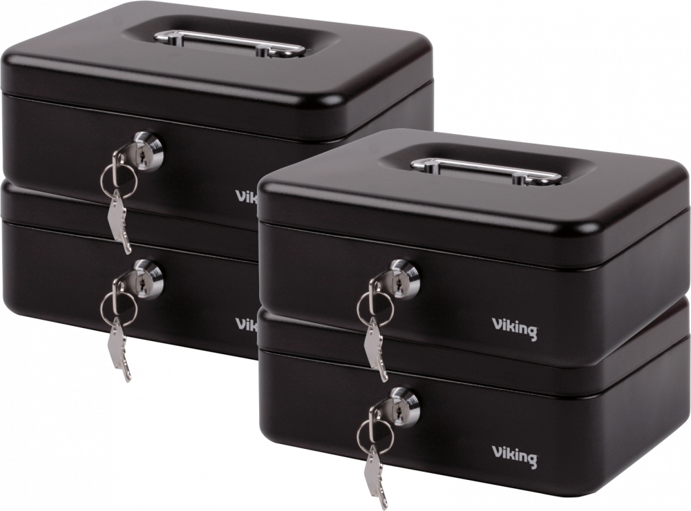 4x Kasetka na pieniądze Viking, 207x157x77mm, czarny