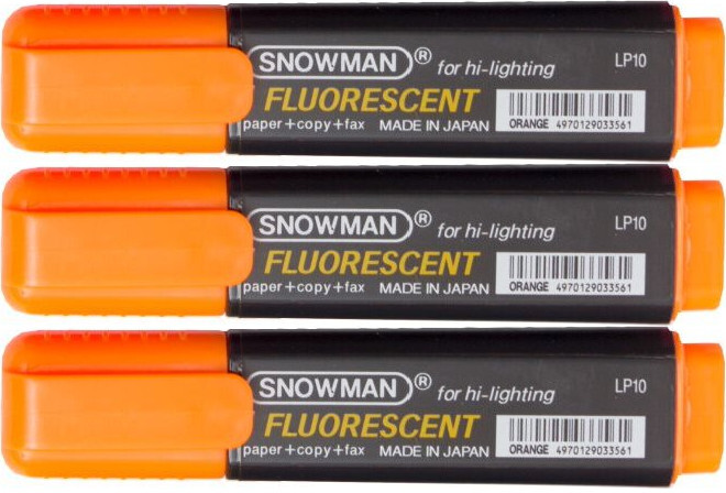3x Zakreślacz Snowman, ścięta, pomarańczowy