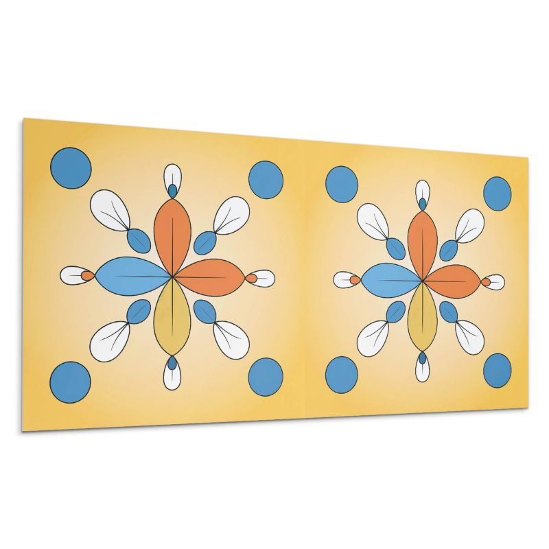 Panel samoprzylepny Wallfluent 100x50 cm Wzór kwiatów w geometrycznym stylu 1 szt.