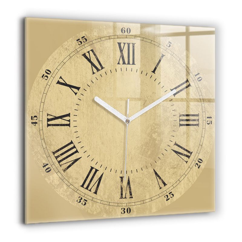 Zegar szklany białe wskazówki Wallfluent 60x60 cm Brązowe cyfry rzymskie 1 szt.