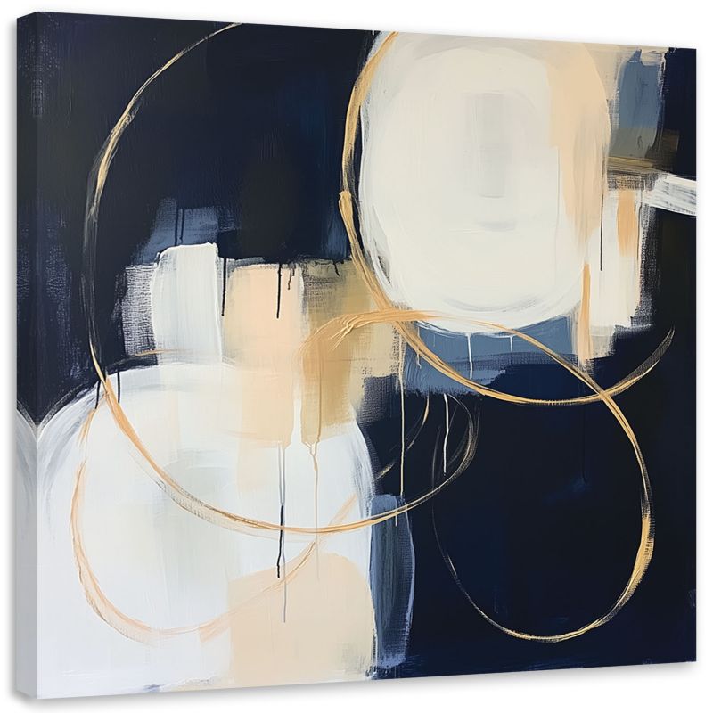 Obraz na płótnie Feeby Abstrakcja niebieski złoty jak malowana 60x60cm 1szt