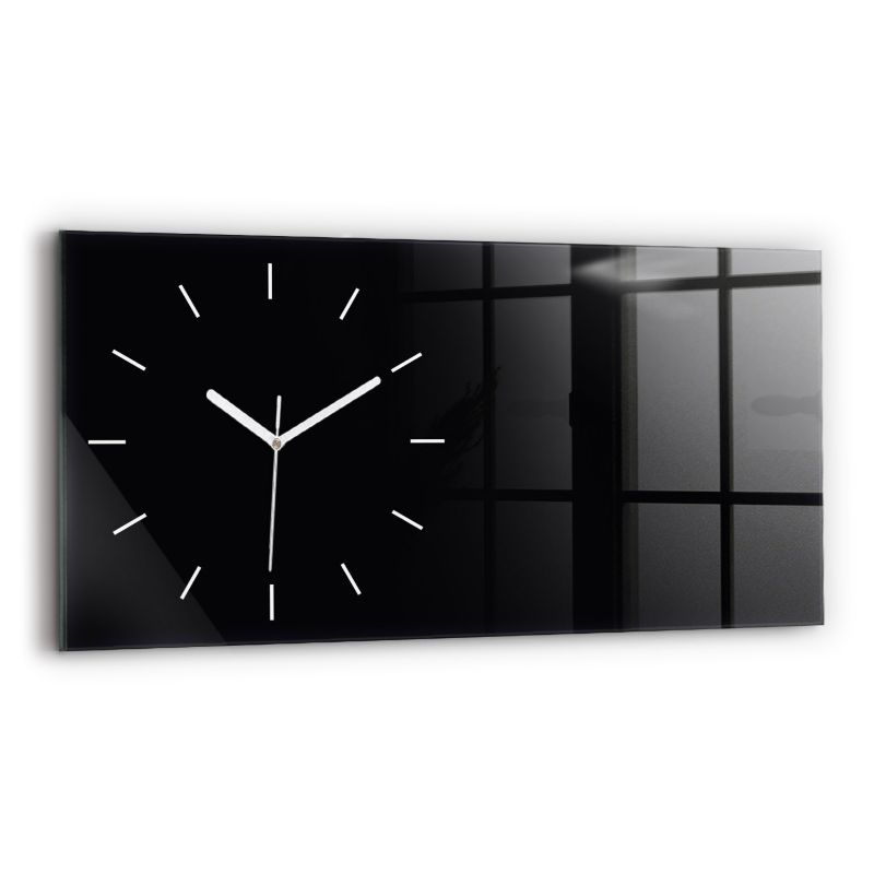 Zegar szklany białe wskazówki Wallfluent 60x30 cm Kolor czarny 1 szt.