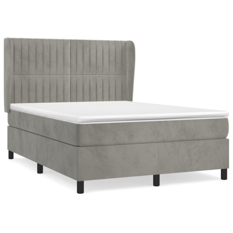 Łóżko kontynentalne WaszeMeble 140x190 cm jasnoszare WM-3129327 1 szt.