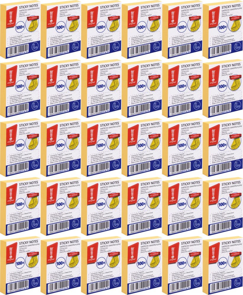 50x Karteczki samoprzylepne MemoBe, 40x50mm, 100 karteczek, żółty