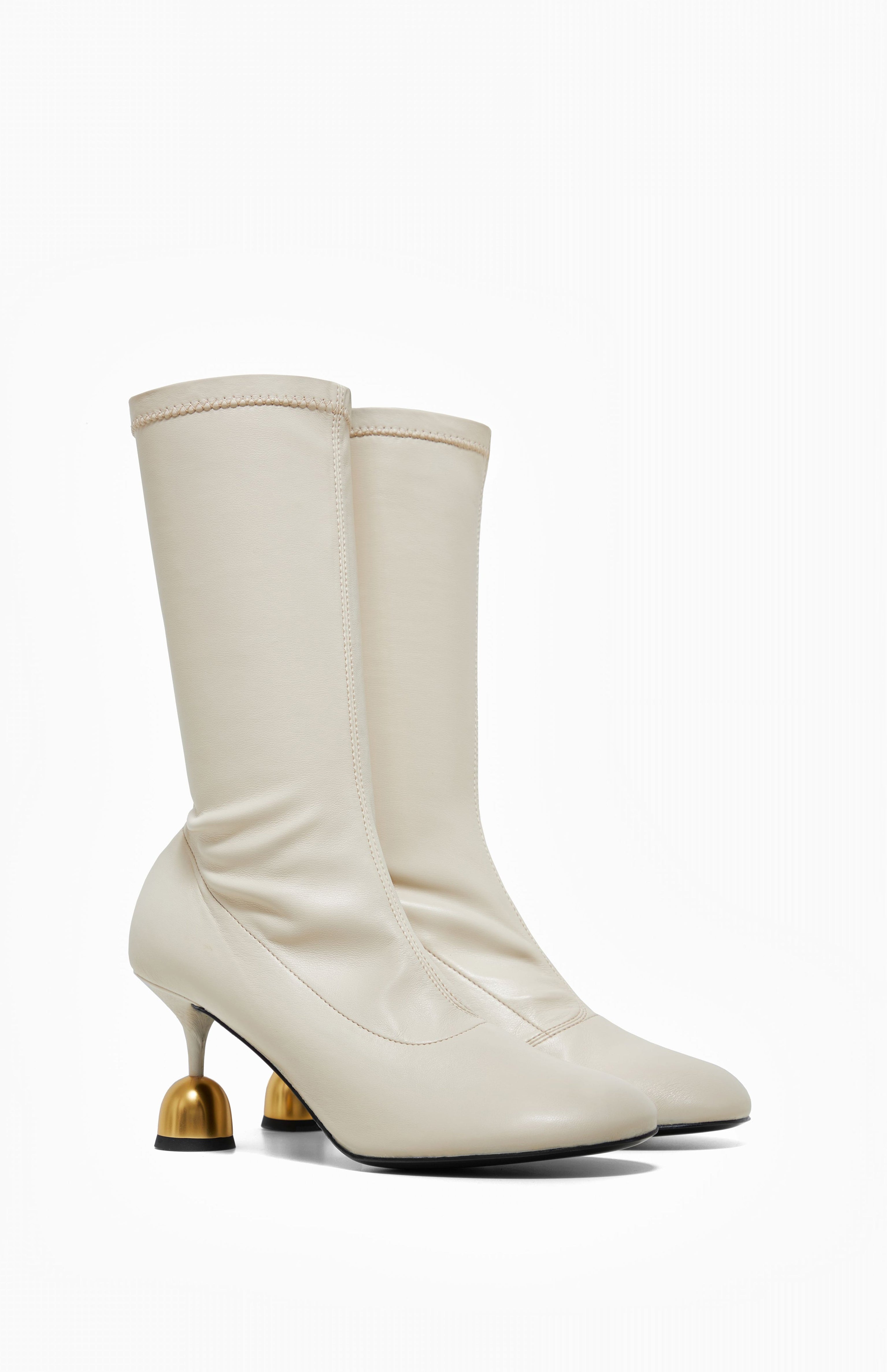 Skórzane botki damskie CAROLE IVORY 42 - Vanda Novak