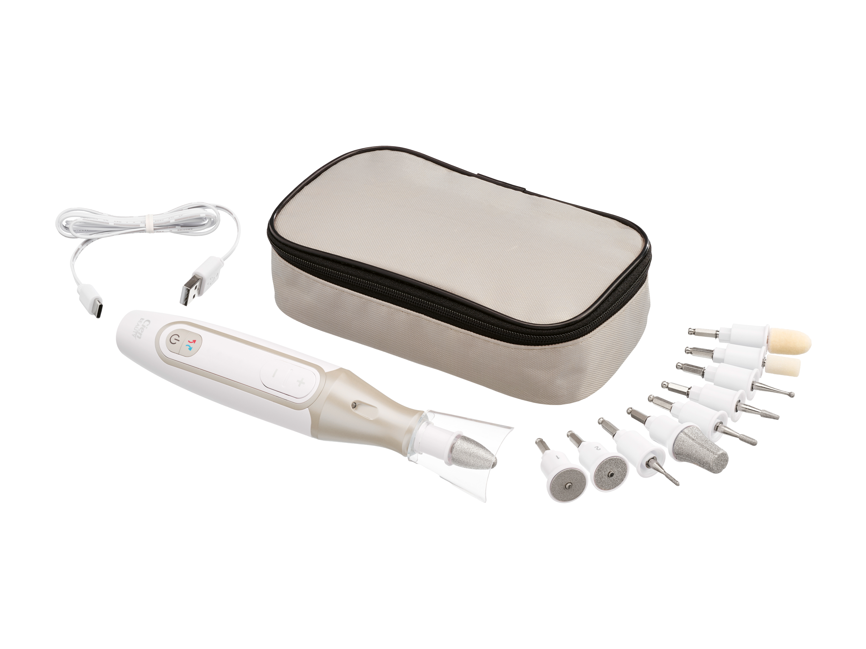 CIEN Beauty Zestaw do manicure i pedicure z 10 nasadkami (Beżowy)