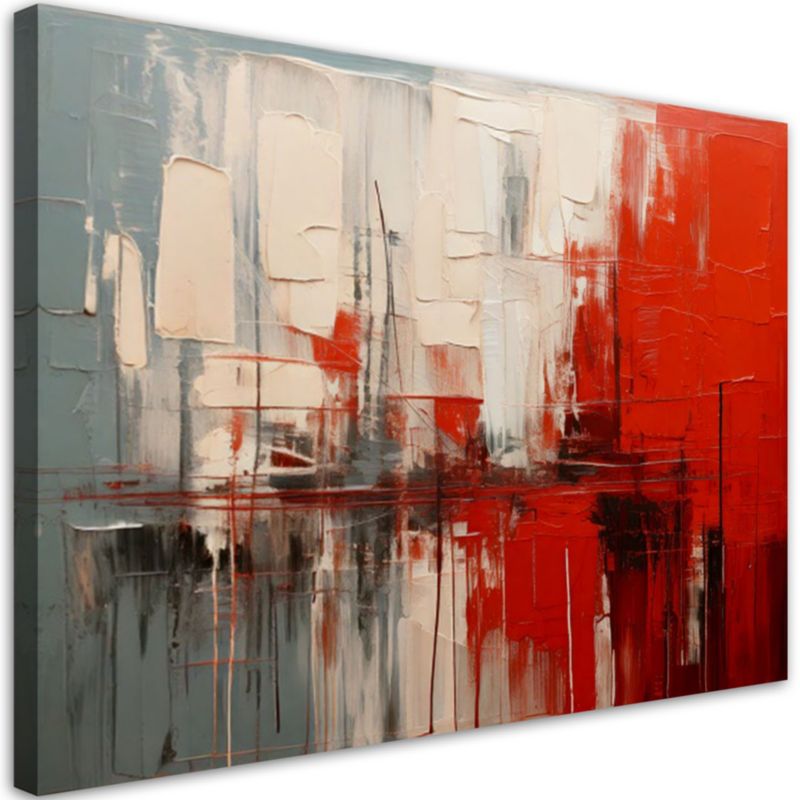 Obraz do salonu Feeby Abstrakcja nowoczesna czerwony beżowy 90x60cm 1szt