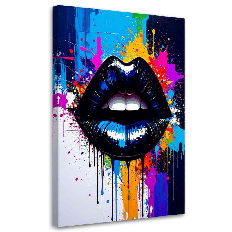 Obraz do salonu sypialni Feeby Abstrakcja Czarne Usta Farba 40x60cm 1szt