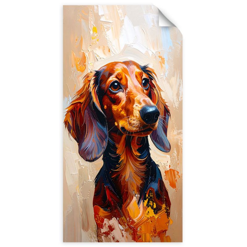 Plakaty samoprzylepne do salonu sypialni Feeby Jamnik Brązowy Pies Zwierzę 50x100cm 1szt