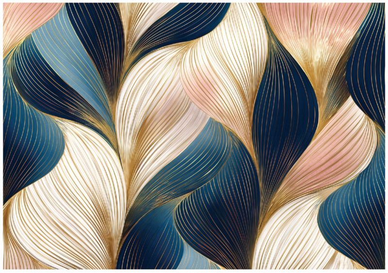 Fototapeta WALLARENA Do Sypialni Salonu Na Flizelinie Art Deco Abstrakcja Złoto 300x210 cm 1 szt.