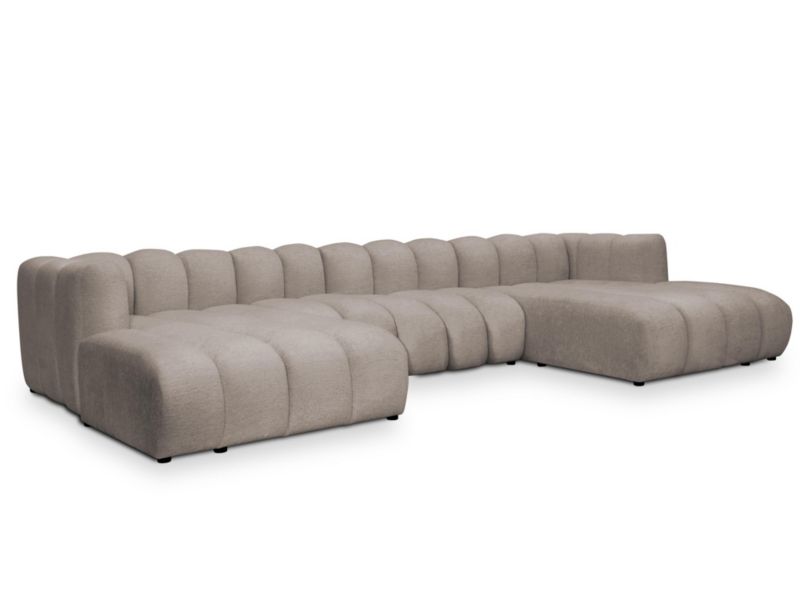 Sofa modułowa panoramiczna Makamii Maka z tkaniny szenilowej 374x179 cm beżowy 1 szt.