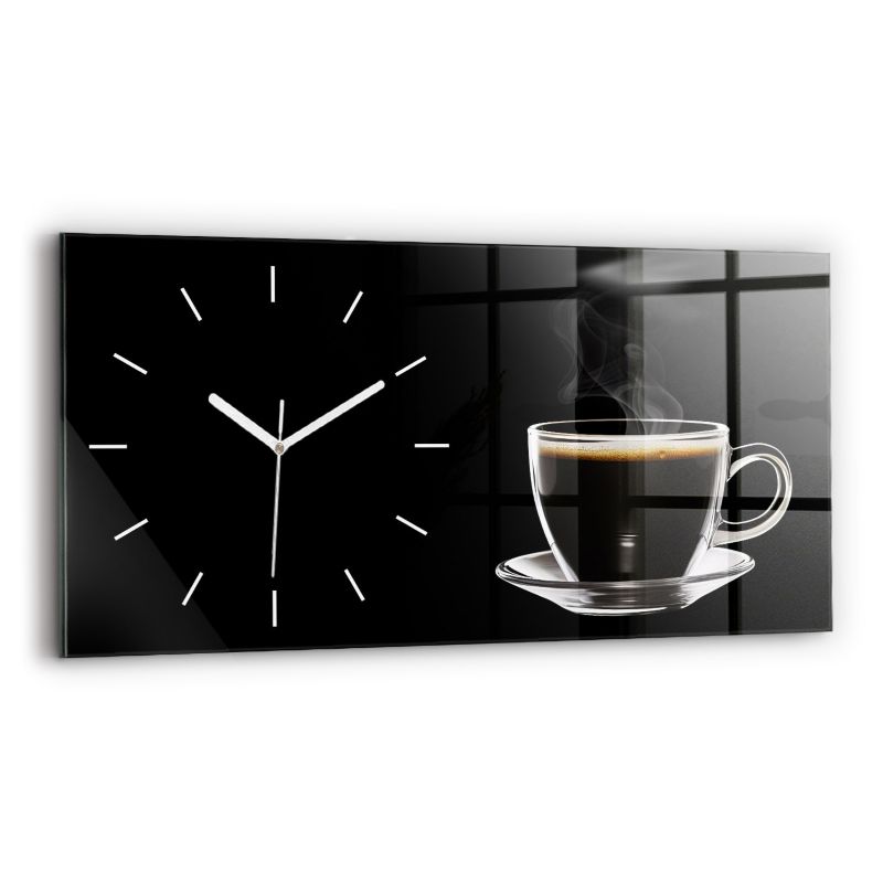Zegar szklany białe wskazówki Wallfluent 60x30 cm Czarna kawa 1 szt.