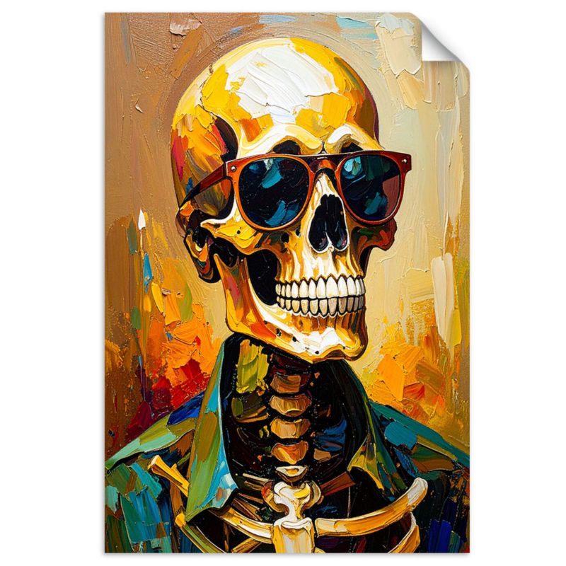 Naklejka na ścianę do pokoju młodzieżowego Feeby Kolorowa Czaszka w okularach 30x45cm 1szt