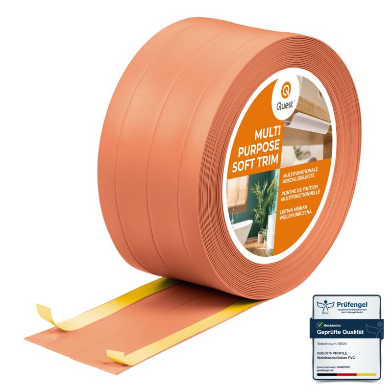 Listwa wykończeniowa W3 z PCV 4w1 95mm, QUEST samoprzylepna, maskująca elastyczna listwa podłogowa, ścienna, ceglany, 25m