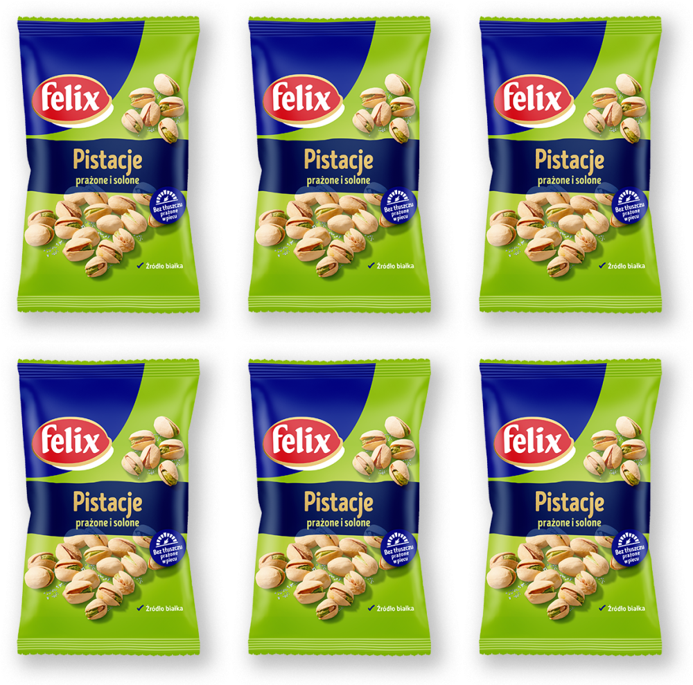 6x Pistacje prażone Felix, solone, 70g
