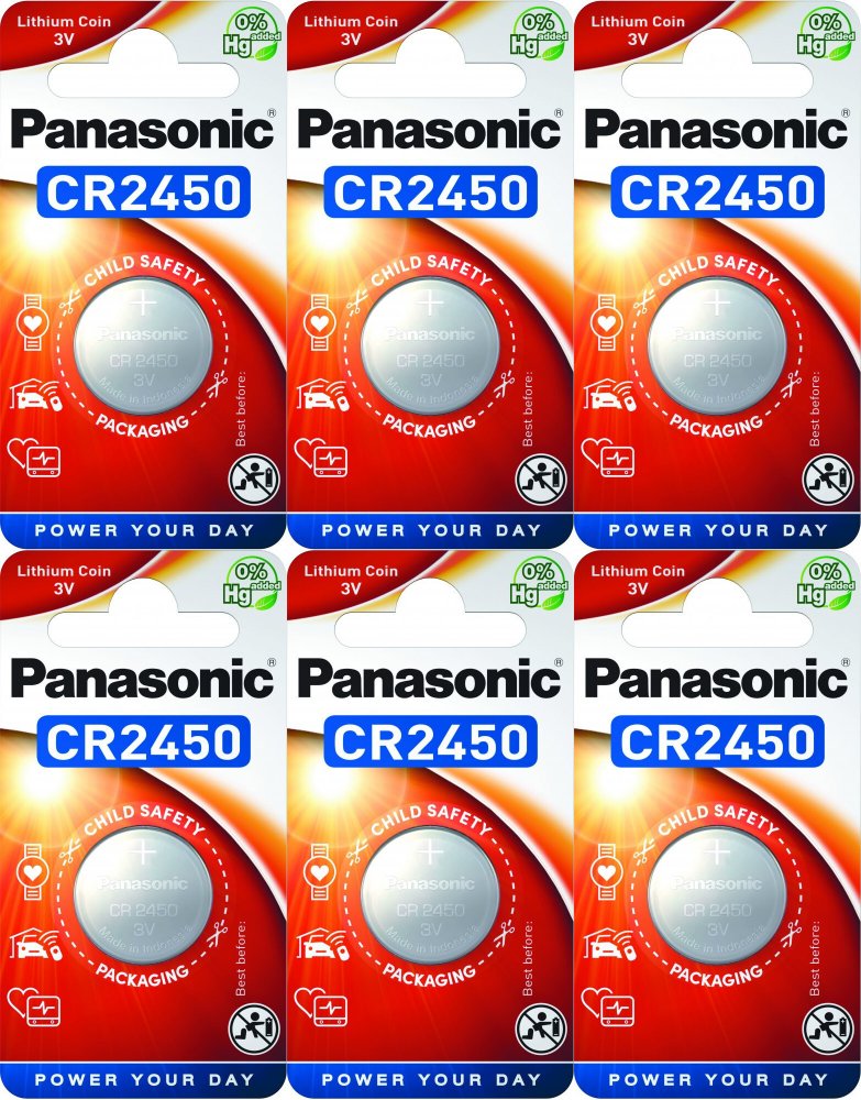 6x Bateria litowa Panasonic, 3V, CR2450, 1 sztuka