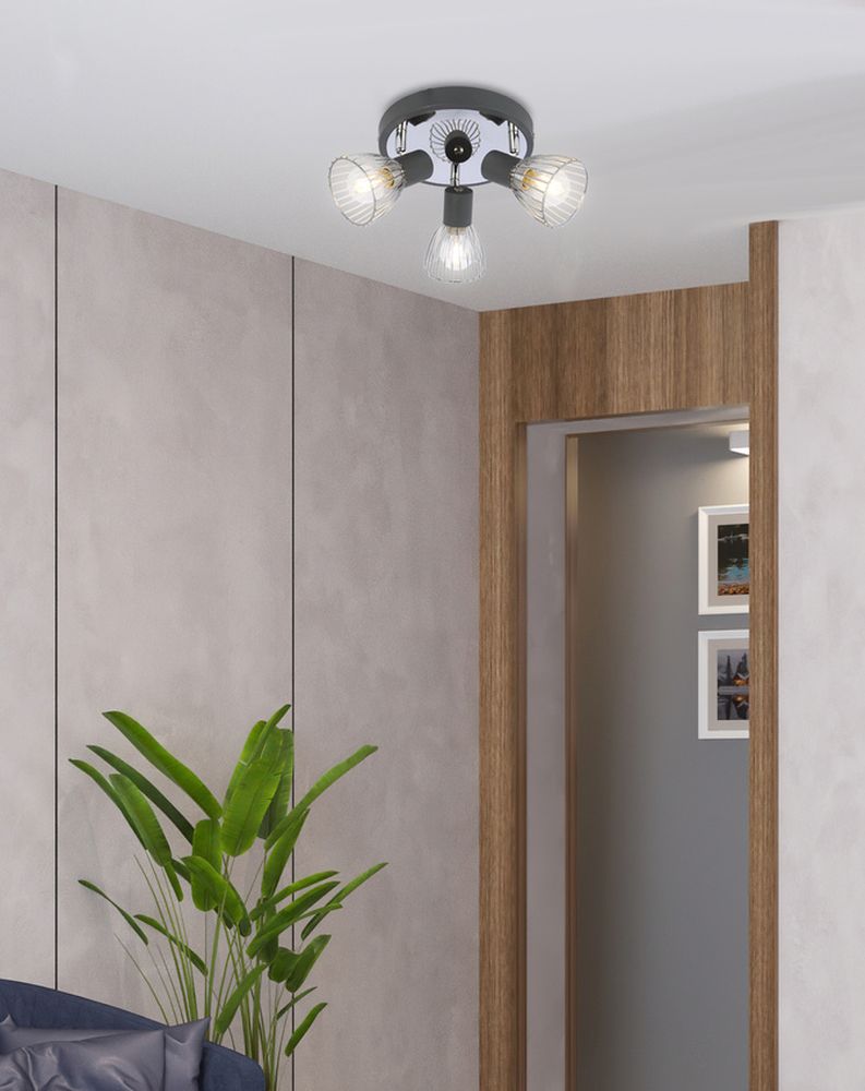 Candellux Modo lampa podsufitowa 3x40W czarny/chrom 98-61546