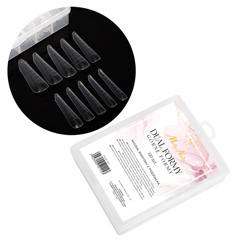Górne formy dual do budowy paznokci z podziałką Molly Nails migdał rosyjski YQ-1 120 szt