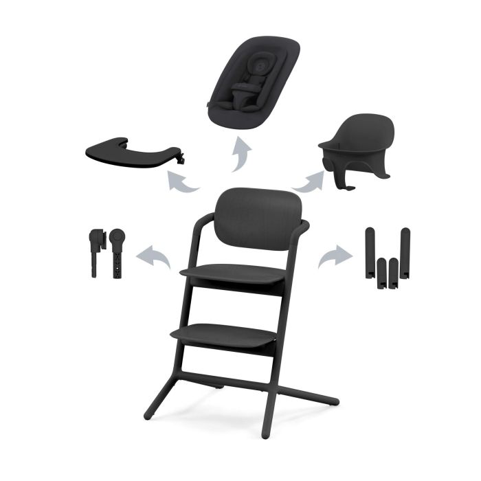 Cybex Lemo 4w1 - krzesełko z zestawem Baby Set, tacką i leżaczkiem-Stunning Black
