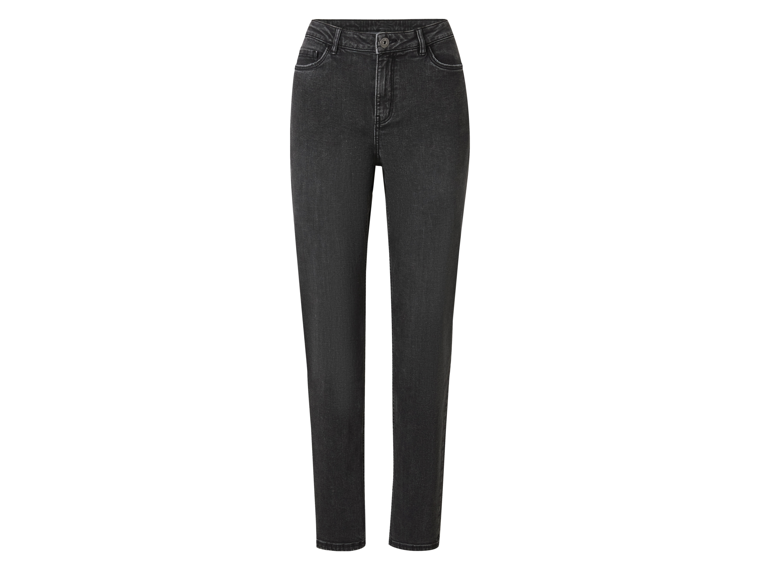 esmara Jeansy straight high waist damskie z bawełną Szary, 40