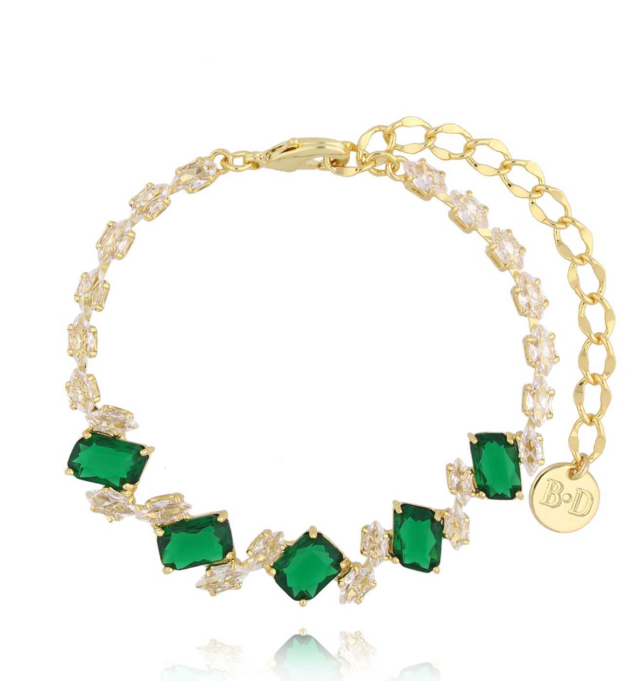 Bransoletka z zielonymi kryształami Emerald Allure BSS0197 - By Dziubeka