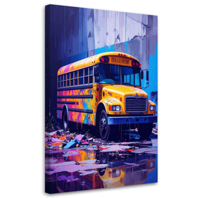 Obraz młodzieżowy do salonu Feeby Żółty szkolny Autobus 40x60cm 1szt