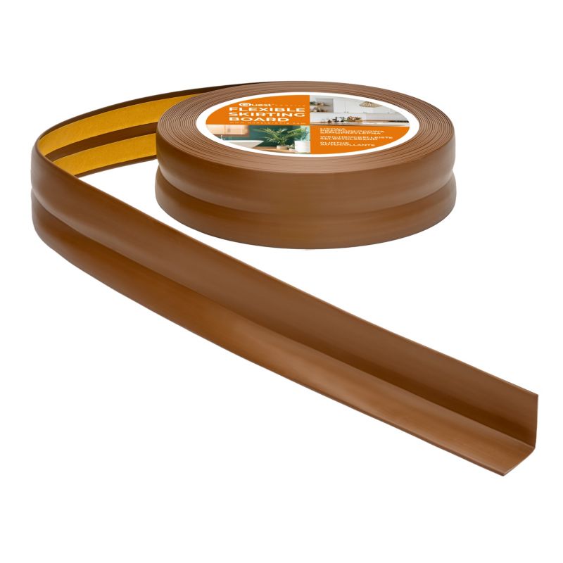Listwa wykończeniowa PCV 30x30mm, QUEST, samoprzylepna, elastyczna, miękka taśma dekoracyjna, brąz, 15m