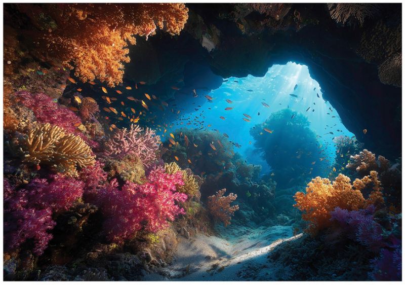 Fototapeta WALLARENA Do Sypialni Salonu Na Flizelinie Ocean Natura Rafa Koralowa Brązowy 300x210 cm 16109VX6 1 szt.