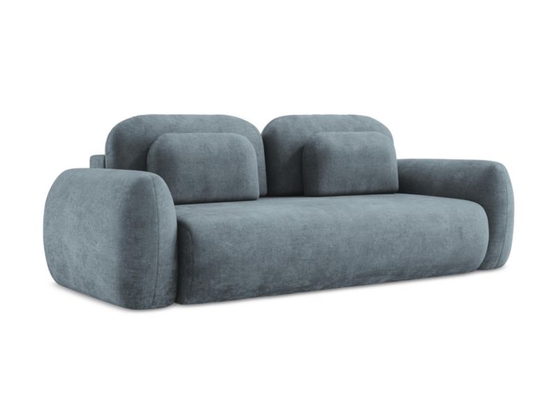 Kanapa 3-osobowa z funkcją spania Makamii Lohi z tkaniny szenilowej 266x121 cm jeans 1 szt.