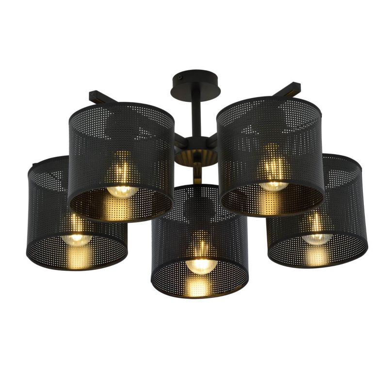 Lampa sufitowa Emibig Jordan czarna wym: 31 x 55 cm 5xE27 x 15W 1 szt.