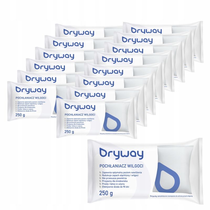 Pochłaniacz wilgoci, Dryway, wkłady, uniwersalne, przeciw wilgoci, plesni, 250g, zestaw, 15szt