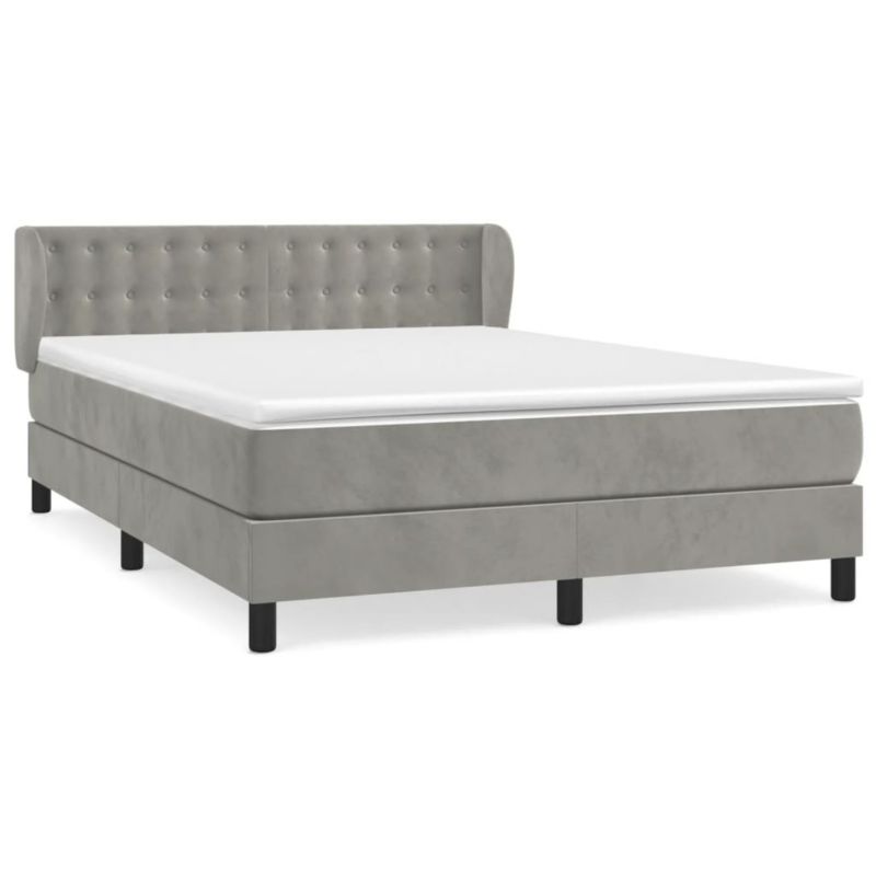 Łóżko kontynentalne WaszeMeble 140x190 cm jasnoszare WM-3127727 1 szt.