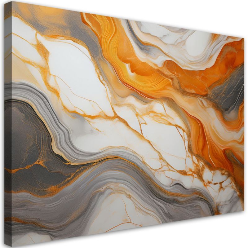Obraz na płótnie Feeby Pomarańczowo Szary Marmur Glamour 90x60cm 1szt