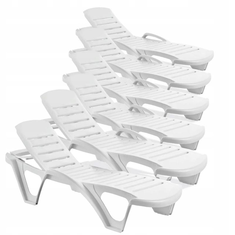 Leżak Ogrodowy Focus Garden Plażowy Monoblock Regulowany na basen 6 szt Biały zest.