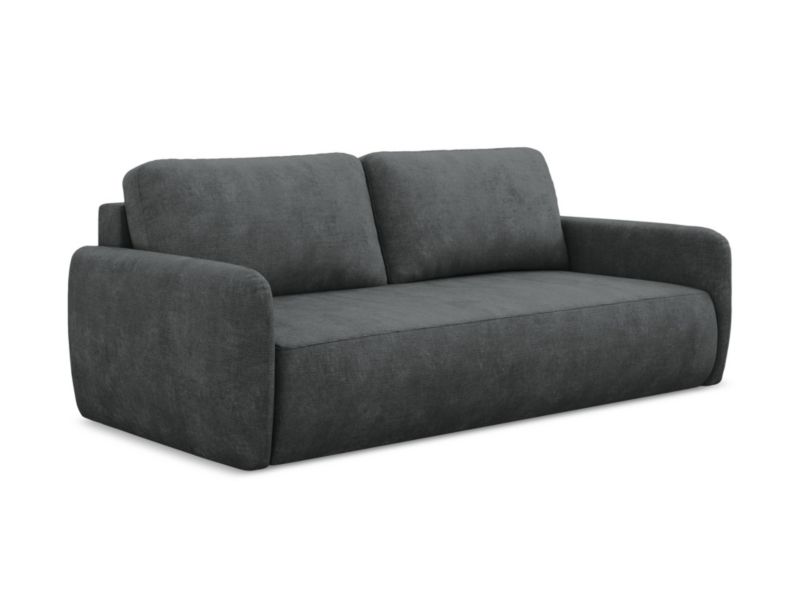 Kanapa 3-osobowa z funkcją spania Makamii Lilo z tkaniny szenilowej 218x102 cm ciemny szary 1 szt.
