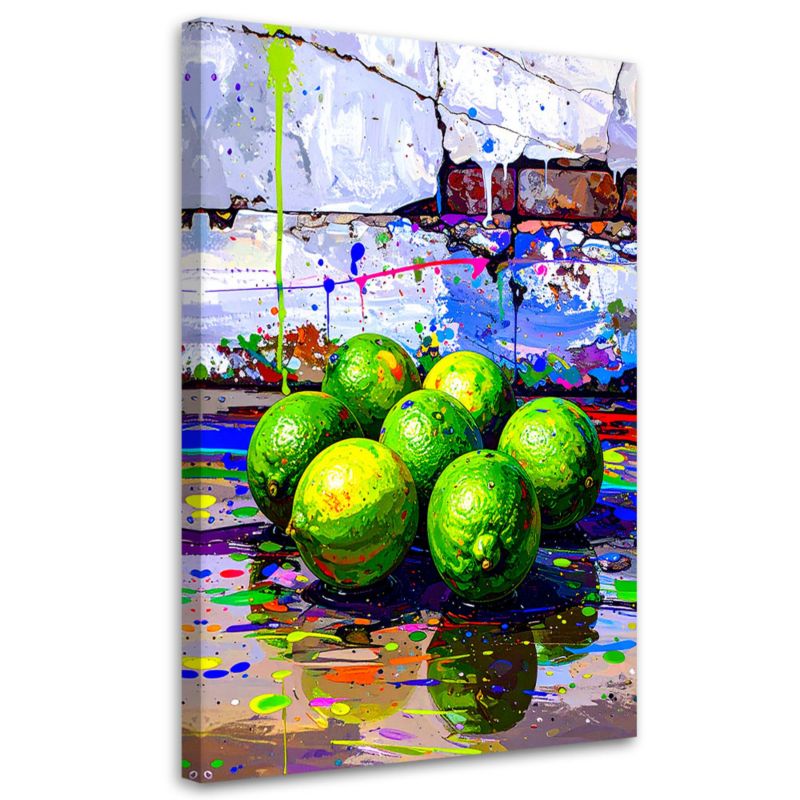Obraz do kuchni jadalni Feeby Graffiti Limonki Cytryny Owoce 70x100cm 1szt