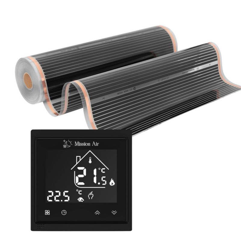 Zestaw folii grzewczej Mission Air na podczerwień SILVER 160W 18m²,szer.100cm +Libra Czarny 1szt