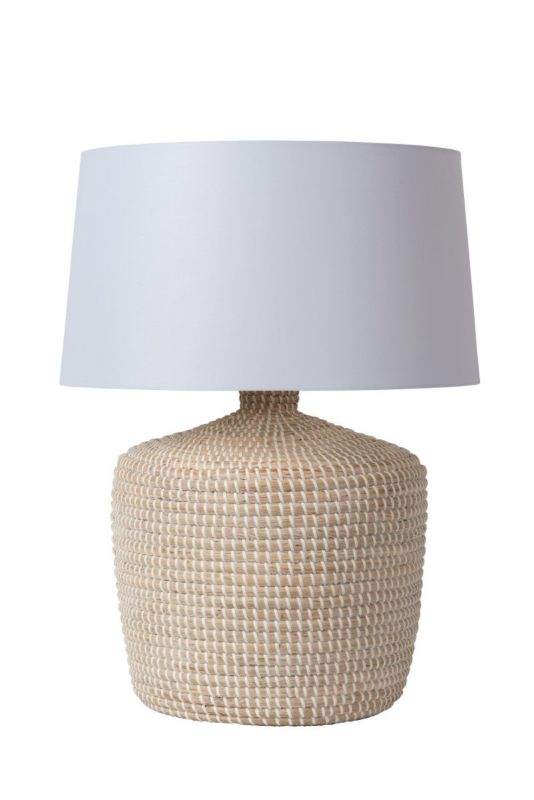 Lampa stołowa Lucide Ambala beżowo-biała 1 x E27 x 40W IP20 wym: 64 x 45 x 45 cm trawa morska - 1 szt.
