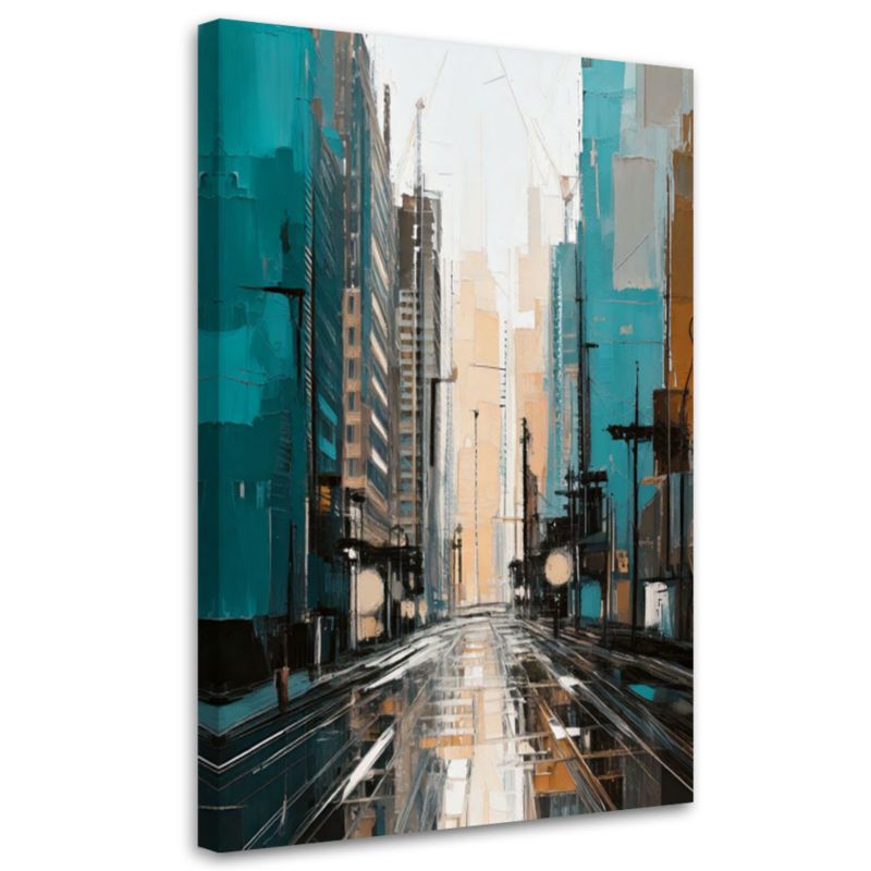 Obraz nowoczesny Feeby Miasto Ulica Turkusowy 80x120cm 1szt