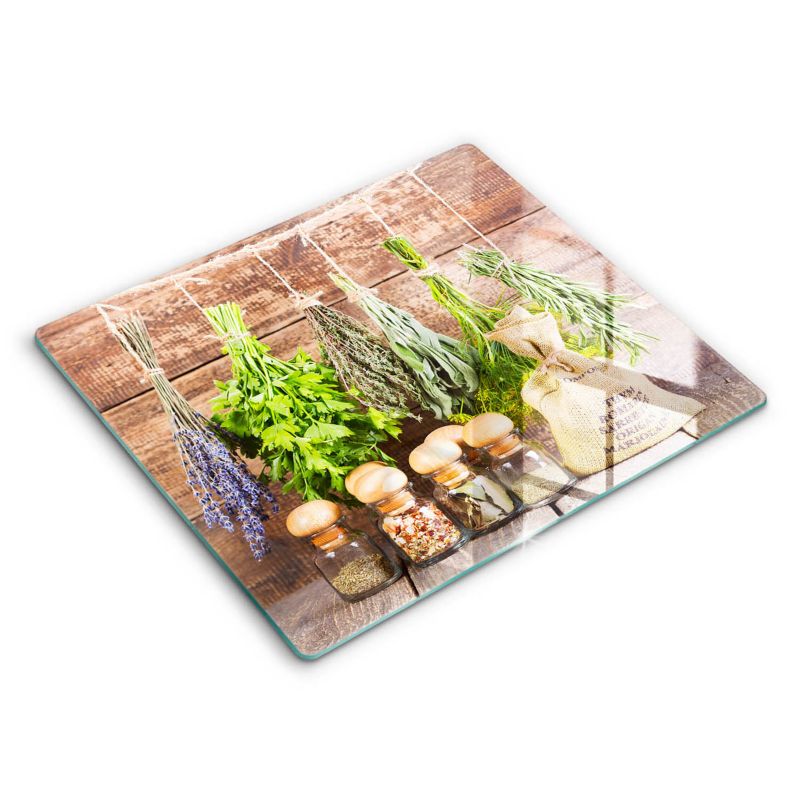Szklana deska do krojenia Wallfluent 60x52 cm Zioła przyprawy i drewno 1 szt.