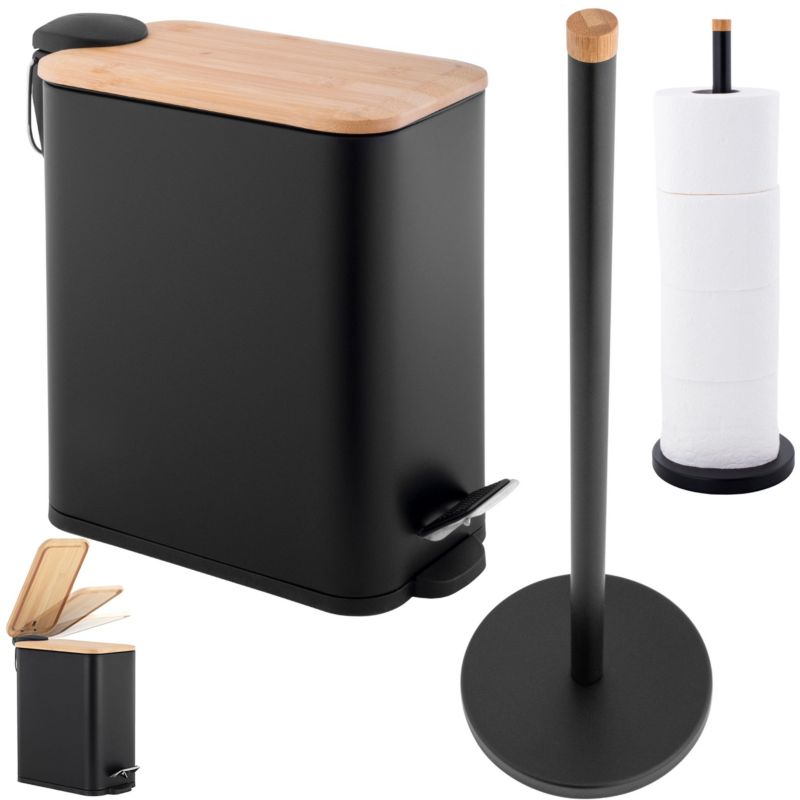 Zestaw łazienkowy Moby P.SP2-B - YOKA HOME do WC Kosz na śmieci Stojak na papier toaletowy - 1 szt.