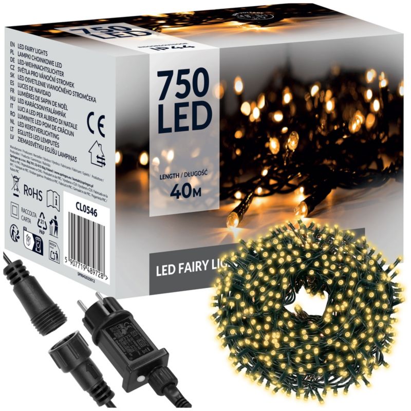 Lampki choinkowe Springos750 LED 40 m zewnętrzne i wewnętrzne biały ciepły IP44 1 szt.
