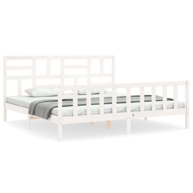 Łóżko drewniane WaszeMeble 200x200 cm białe WM-3193097 1 szt.