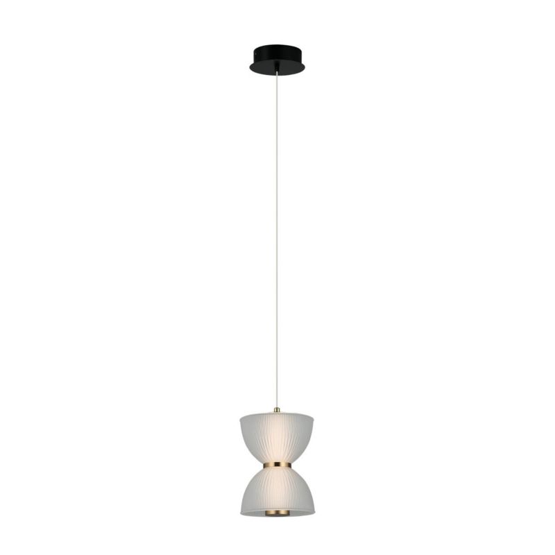 Lampa wisząca Italux Tica 0332 biało-czarna-złota dekoracyjna wbudowany LED 8W 1 szt.