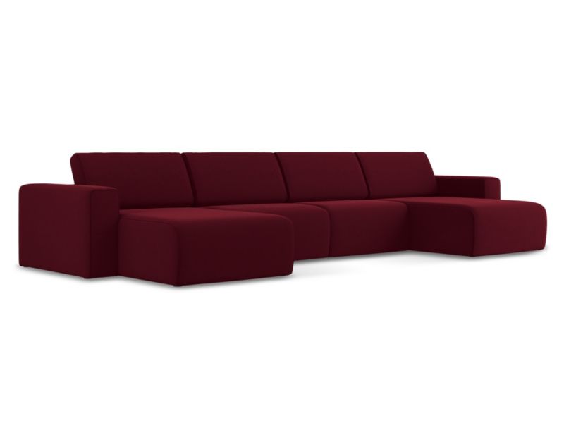 Sofa modułowa panoramiczna Makamii Kalea z tkaniny welwetowej 404x167 cm burgundowy 1 szt.