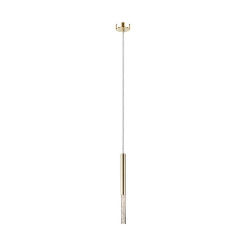Lampa wisząca Zuma Line One 1307 francuskie złoto-transparentna tuba wbudowany LED 5W 1 szt.