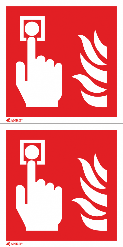 2x Alarm pożarowy - znak przeciwpożarowy ppoż foto, 10x10cm